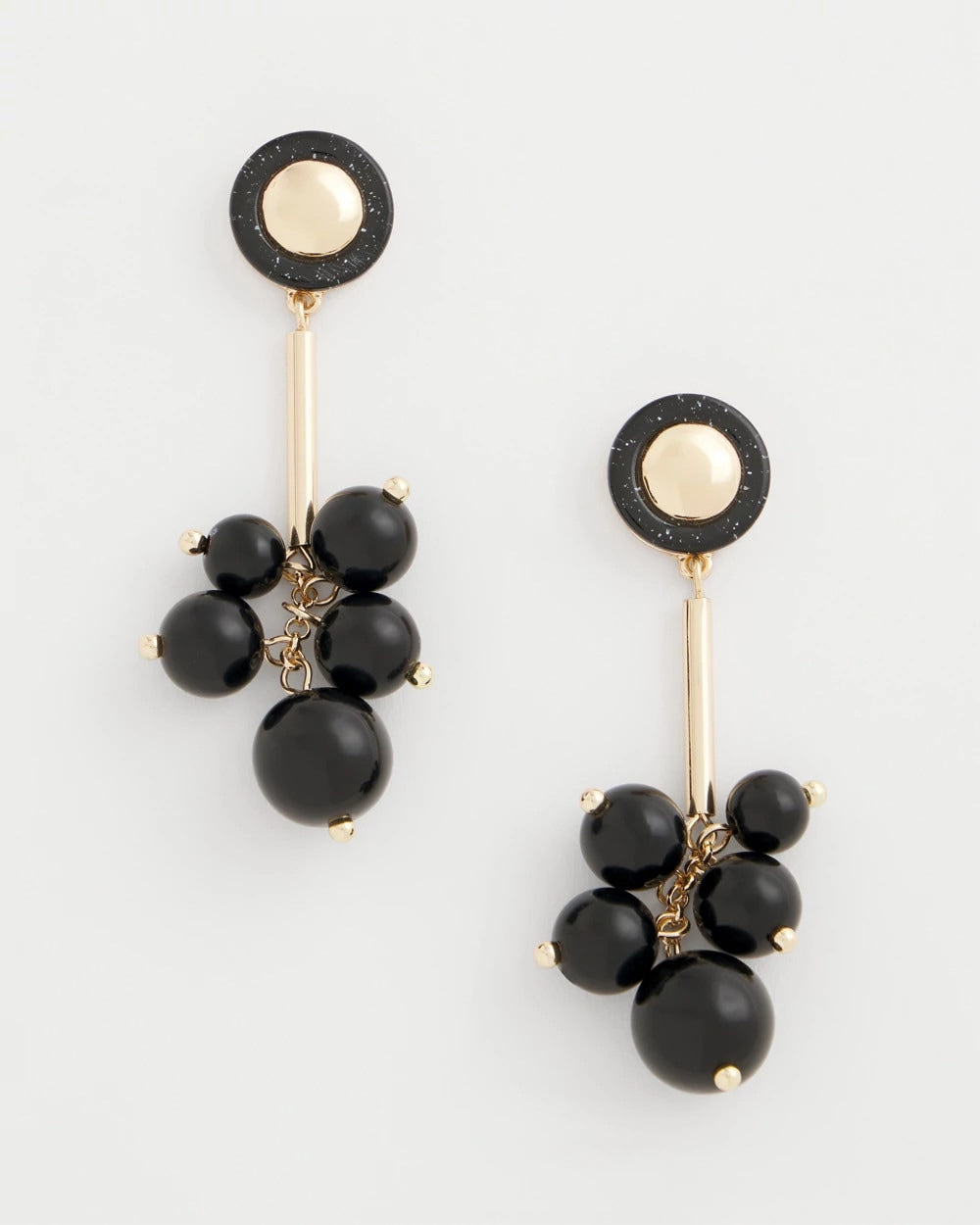 Chico's Linear Black Bead Cluster Earrings