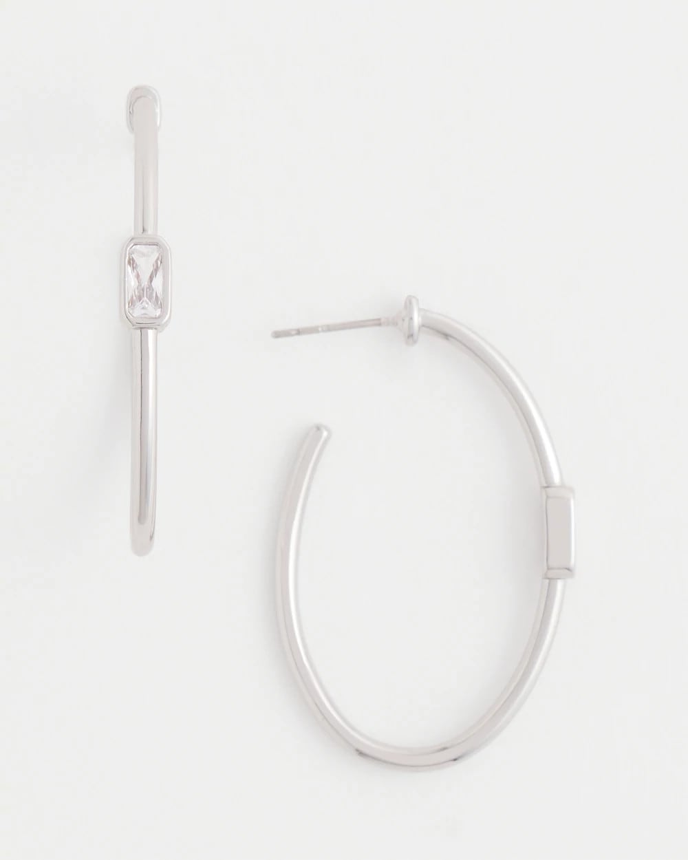 Chico's Silver Oval Hoop Earrings