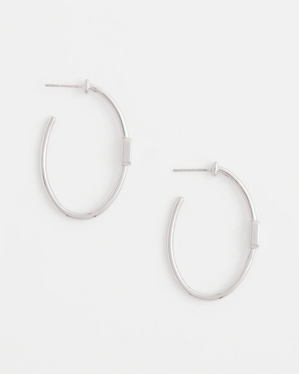 Chico's Silver Oval Hoop Earrings