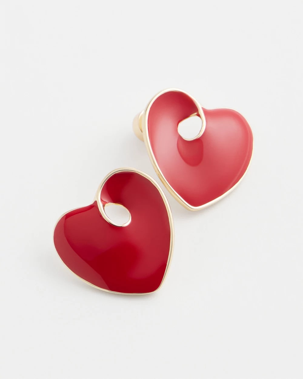 Chico's Red Enamel Heart Stud Earrings