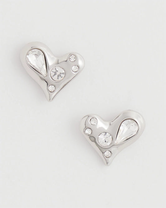 Chico's Mini Bejeweled Heart Stud Earrings