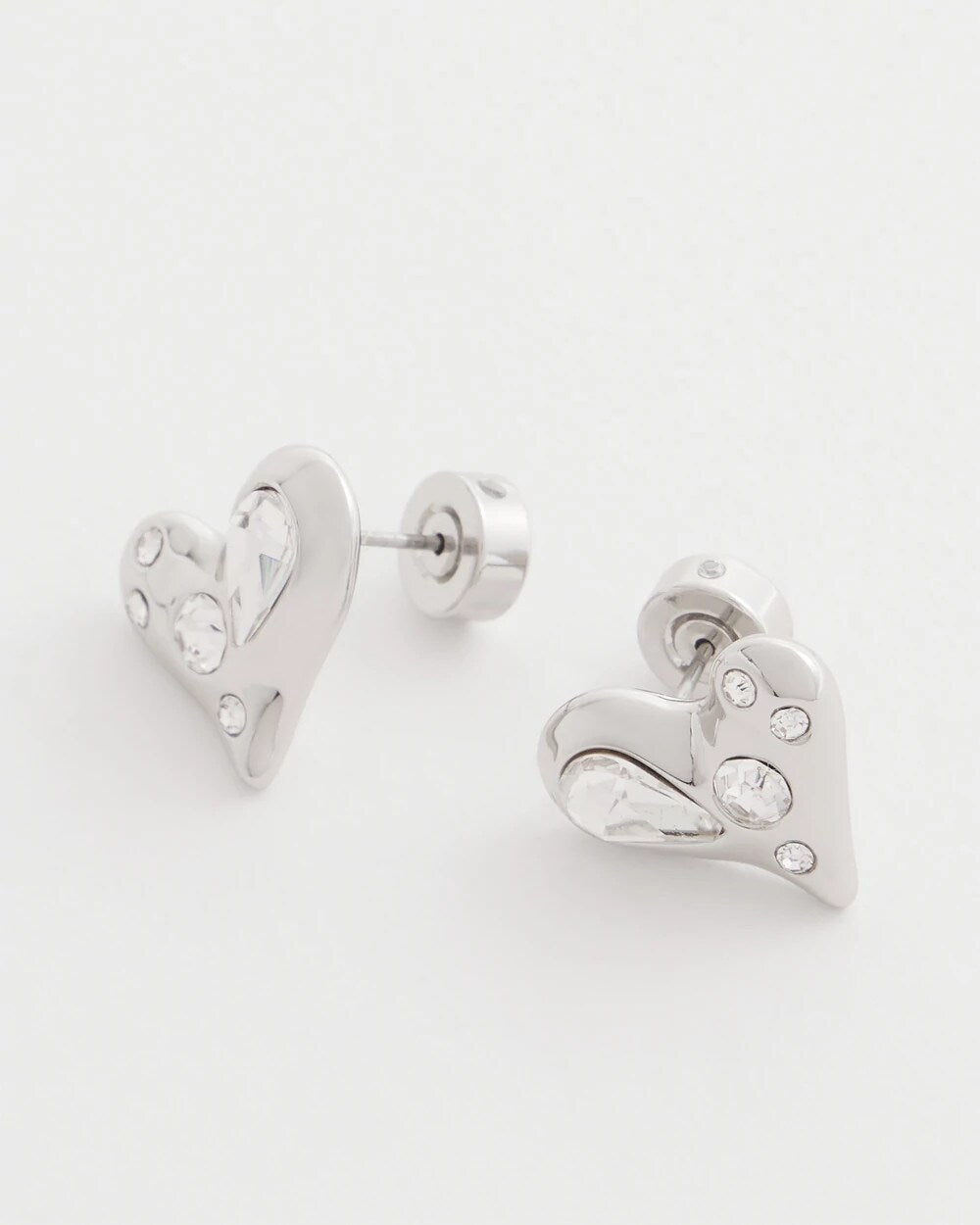 Chico's Mini Bejeweled Heart Stud Earrings
