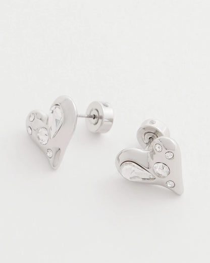 Chico's Mini Bejeweled Heart Stud Earrings