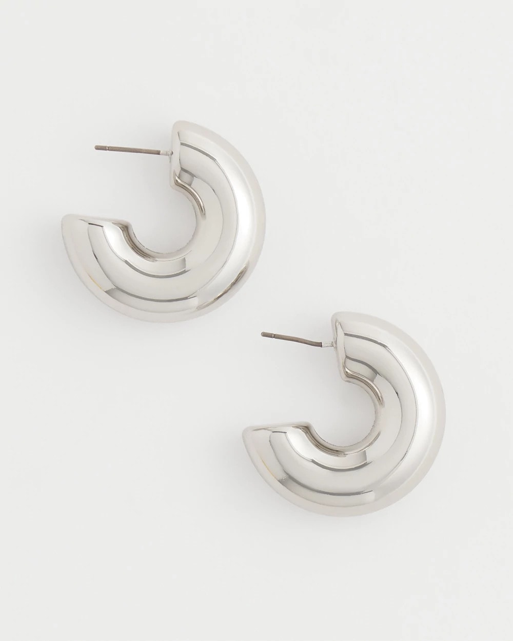 Chico's Silver Puff Hoop Earrings