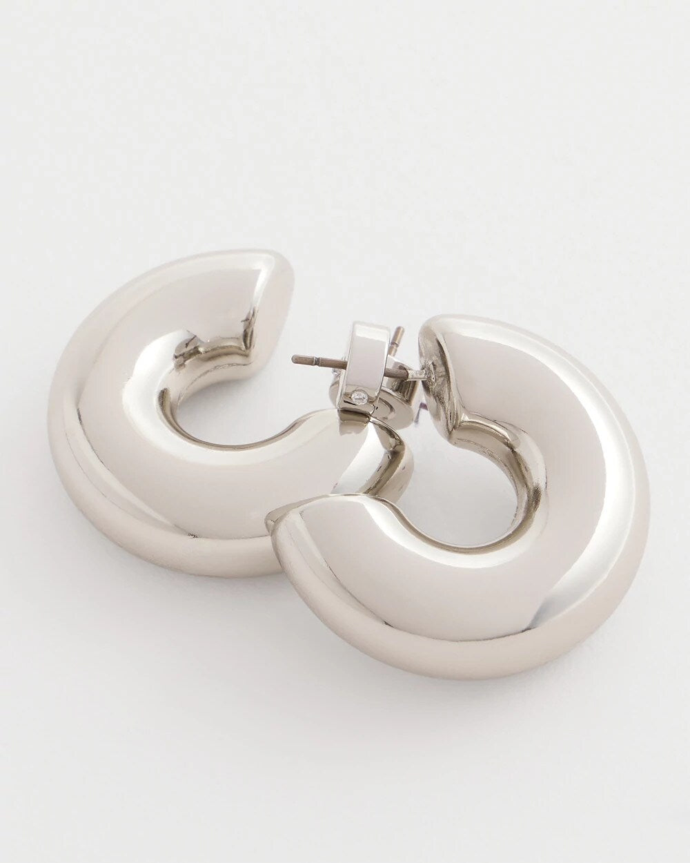 Chico's Silver Puff Hoop Earrings