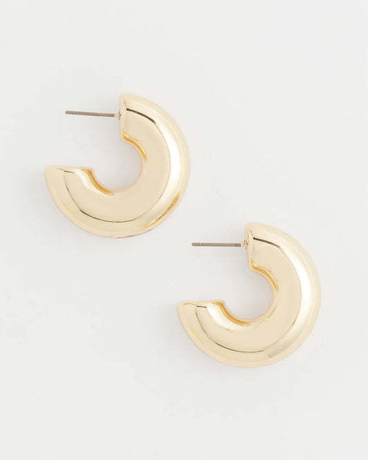 Chico's Gold Puff Hoop Earrings