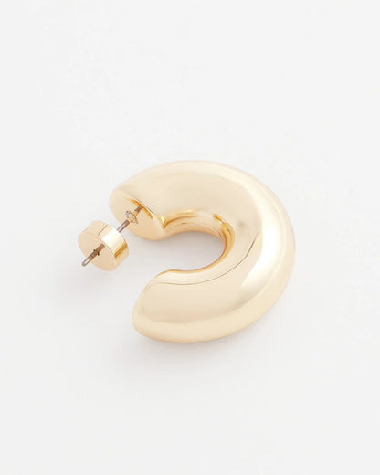 Chico's Gold Puff Hoop Earrings