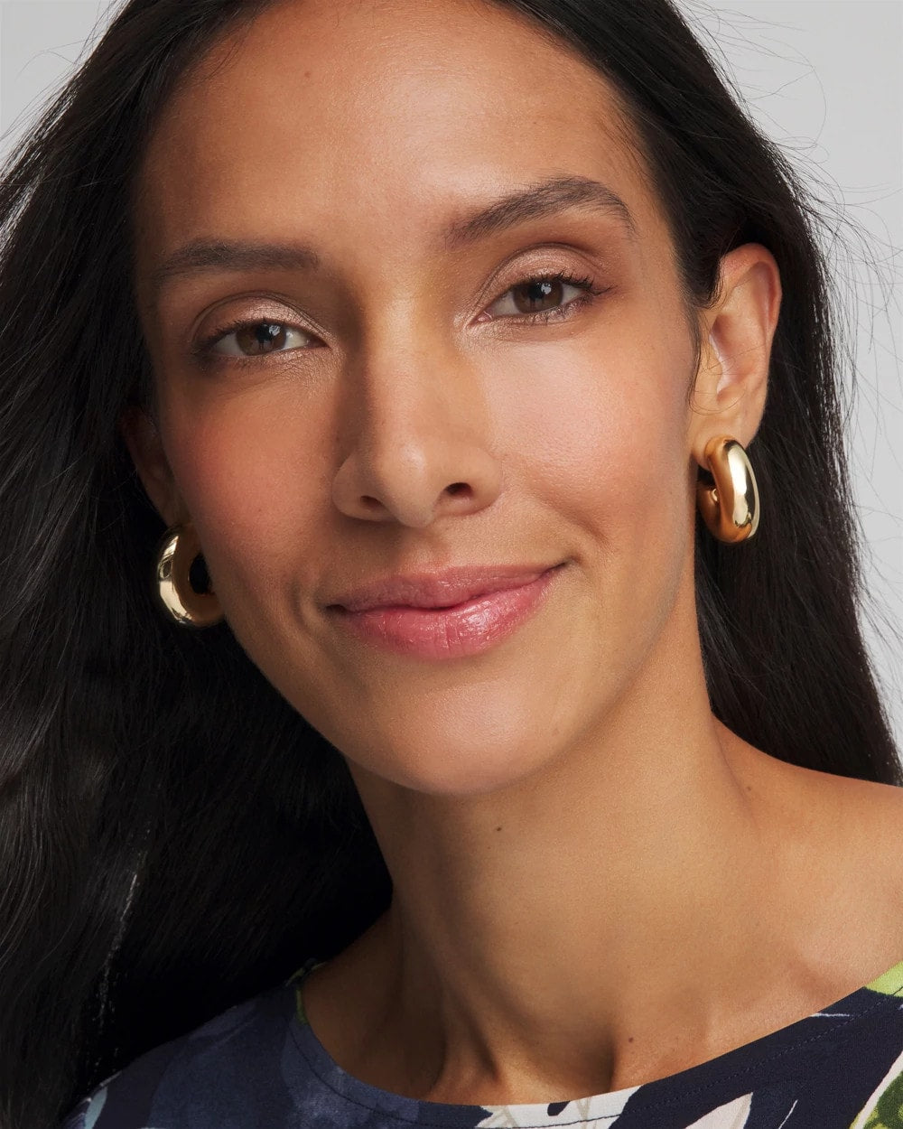 Chico's Gold Puff Hoop Earrings