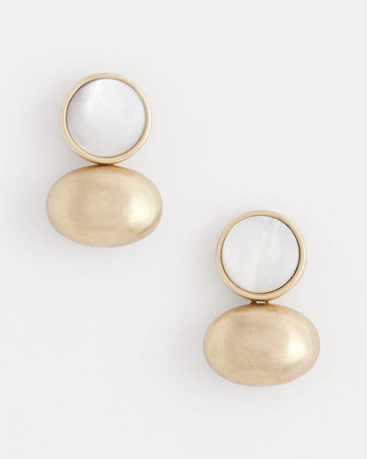 Chico's White & Gold Mini Stud Earrings