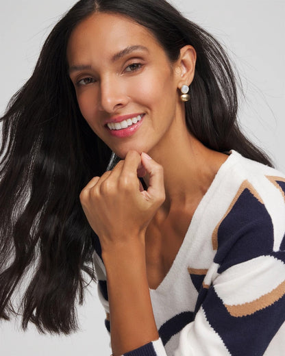 Chico's White & Gold Mini Stud Earrings