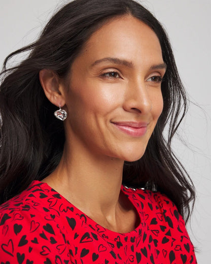 Chico's Crystal Heart Gem Drop Earrings