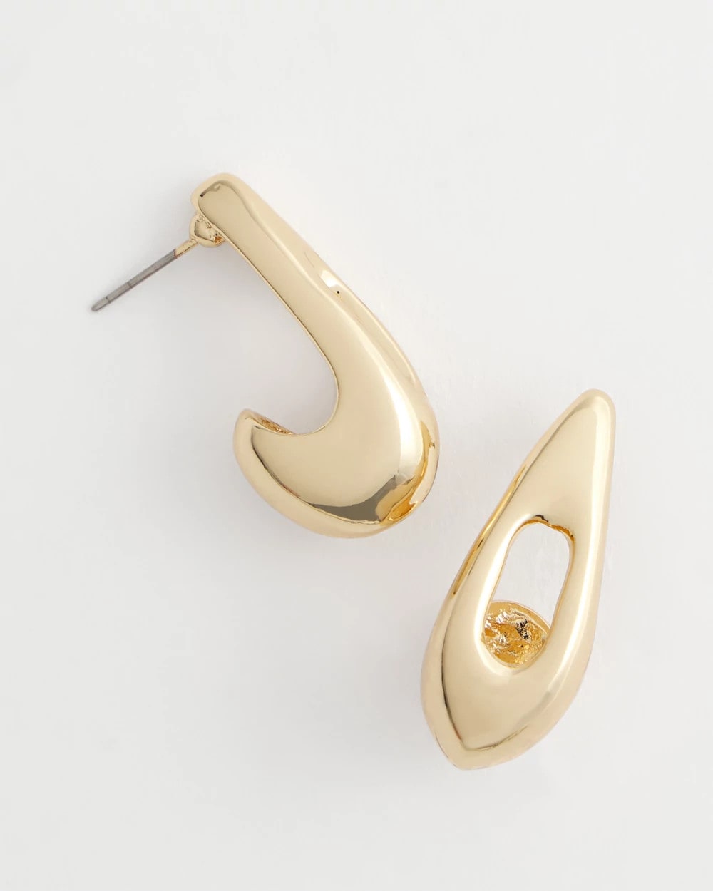 Chico's Gold Puff Hoop Earrings