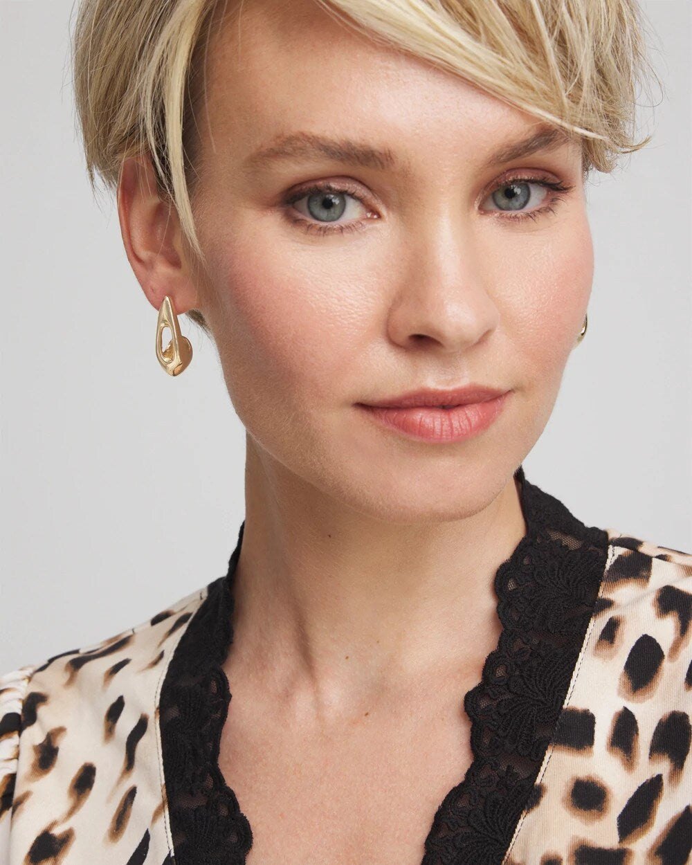 Chico's Gold Puff Hoop Earrings