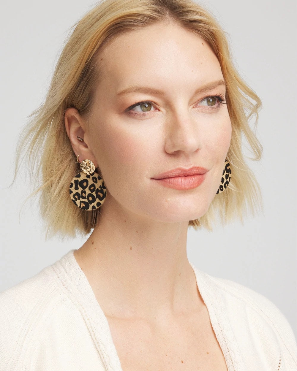 Chico's Round Haircalf Earrings