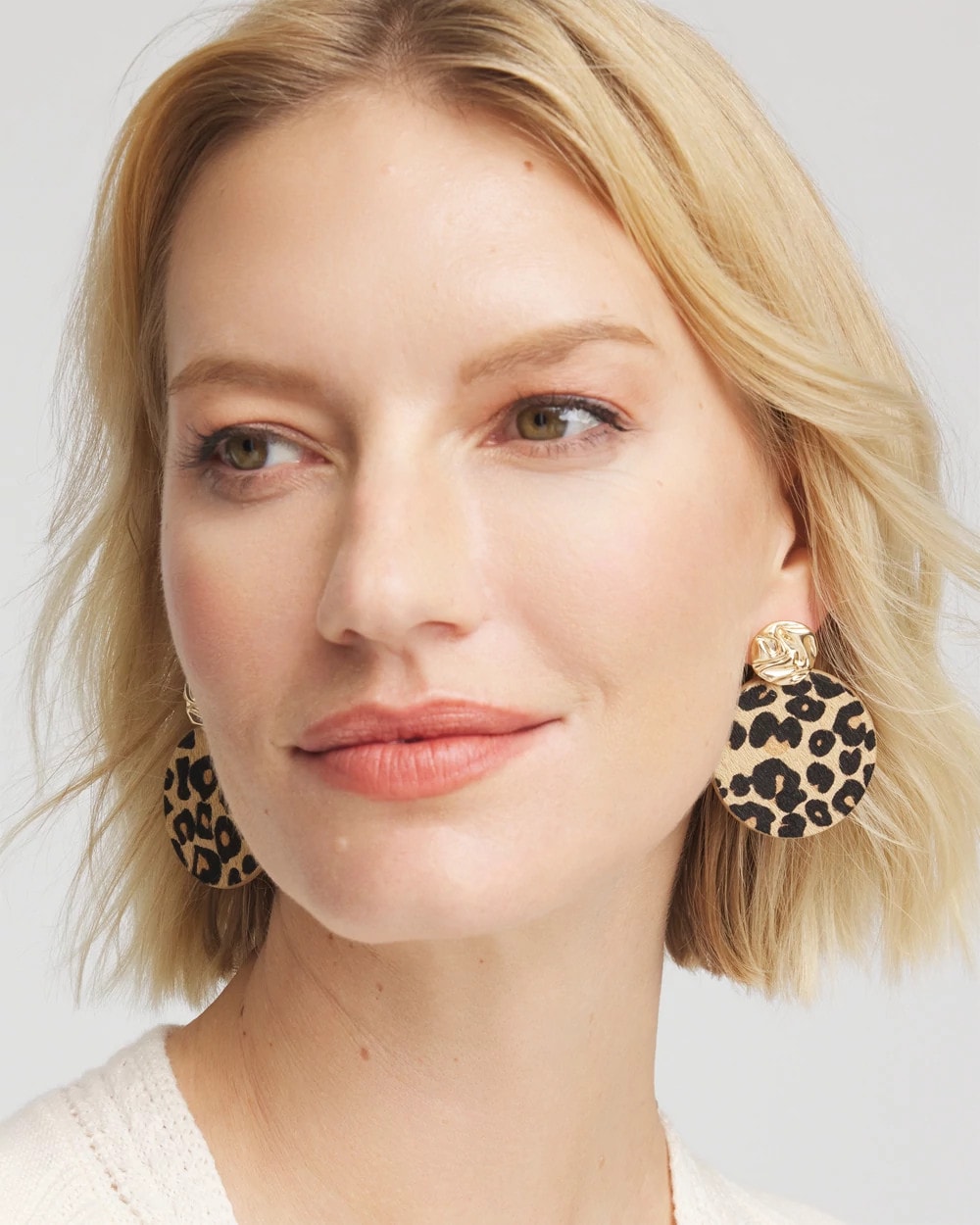 Chico's Round Haircalf Earrings