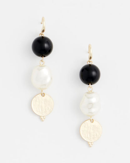 Chico's Linear Gold Pearl Earrings