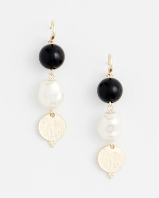 Chico's Linear Gold Pearl Earrings