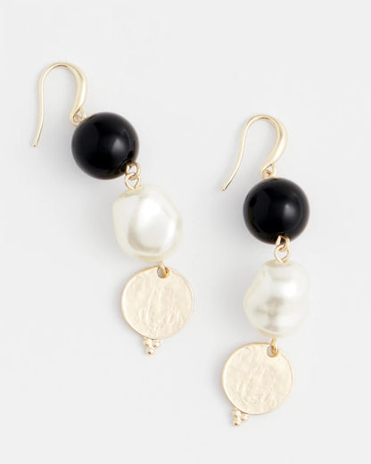 Chico's Linear Gold Pearl Earrings