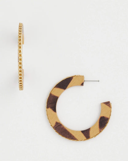 Chico's Animal Wood Hoop Earrings