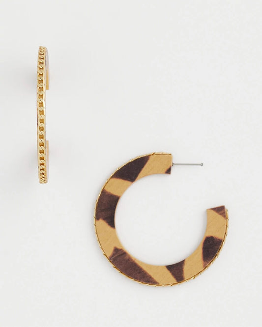 Chico's Animal Wood Hoop Earrings
