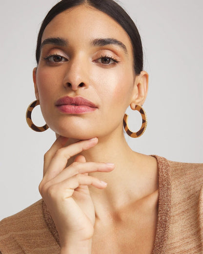 Chico's Animal Wood Hoop Earrings