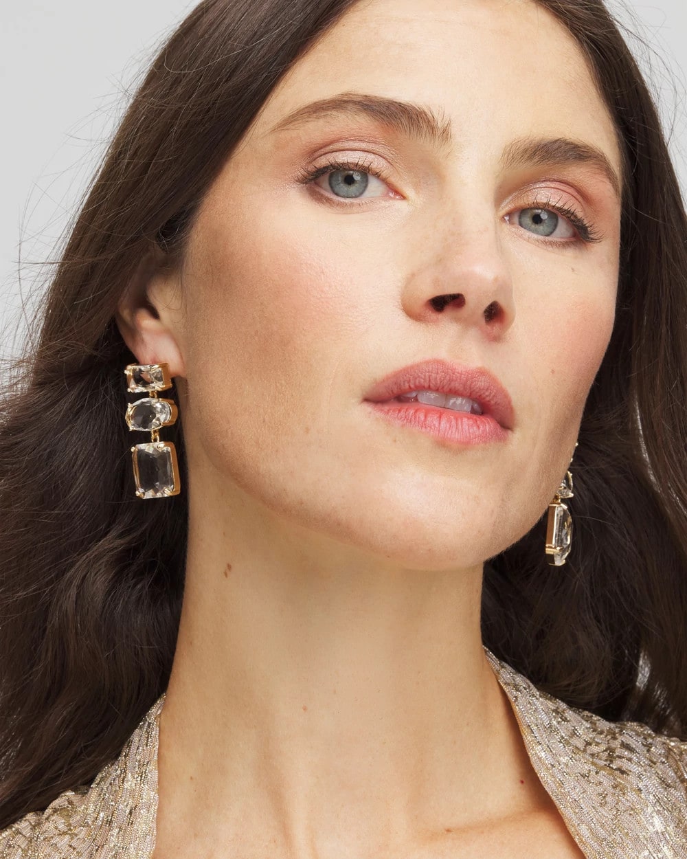 Chico's Neutral Faceted Drop Earrings