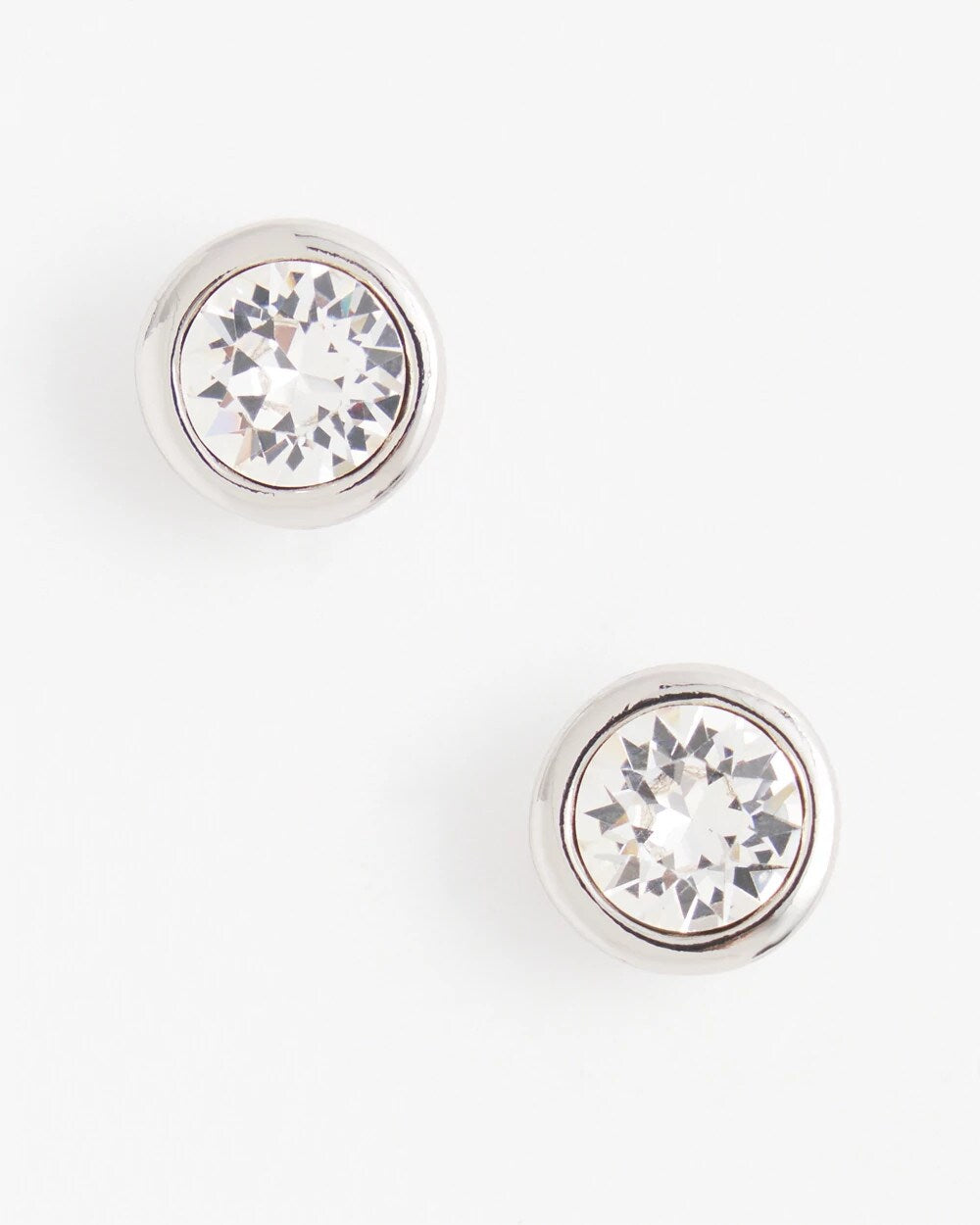 Chico's Silver Tone Crystal Stud Earrings