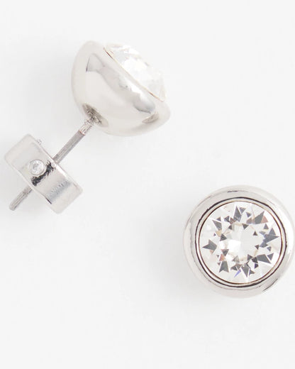 Chico's Silver Tone Crystal Stud Earrings