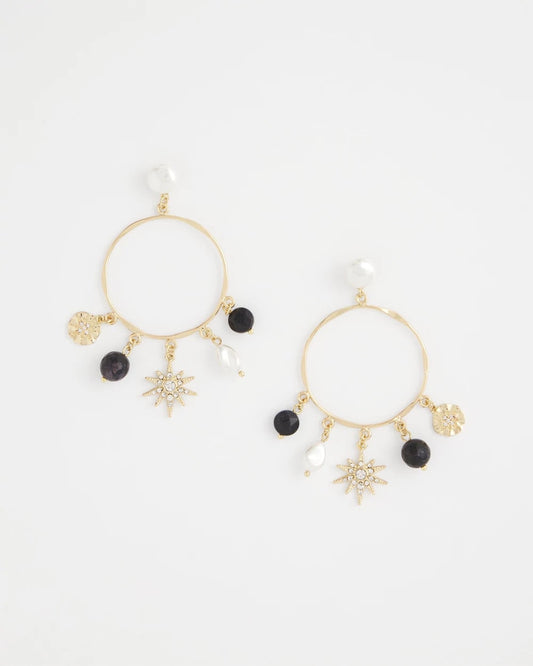 Chico's Starry Night Charm Hoop Earrings