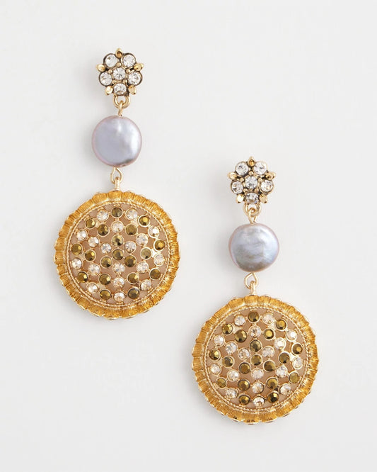 Chico's Gold Medallion Drop Earrings