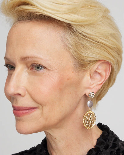 Chico's Gold Medallion Drop Earrings