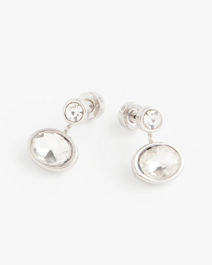 Chico's Silvertone Bezel Stud Earrings