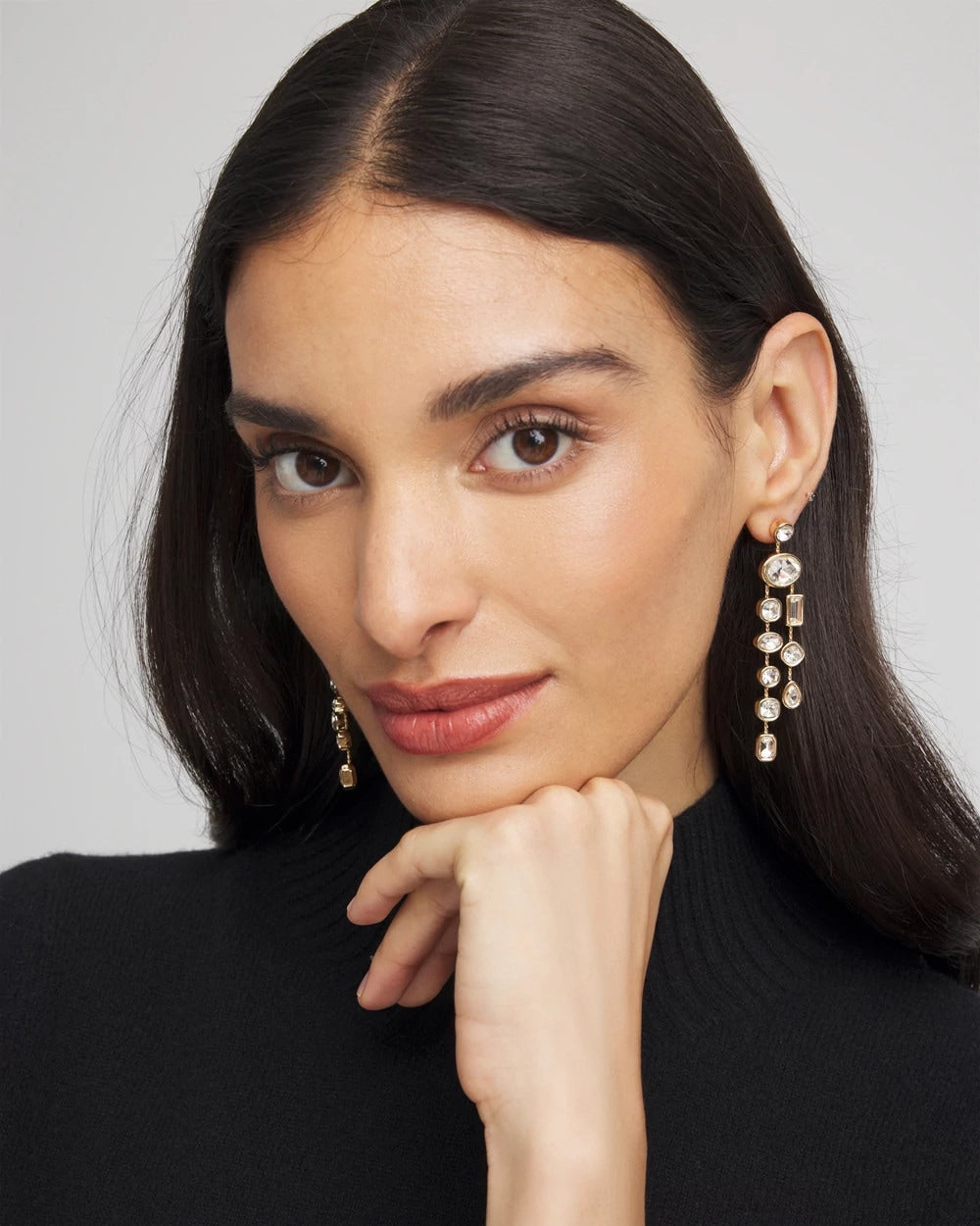 Chico's Bezel Set Linear Goldtone Earrings