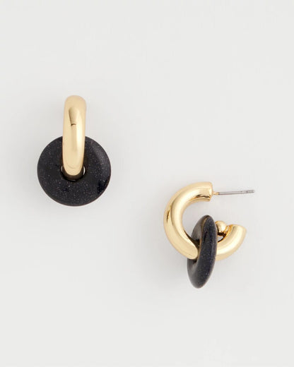Chico's Sparkle Blue Disc Hoop Earrings