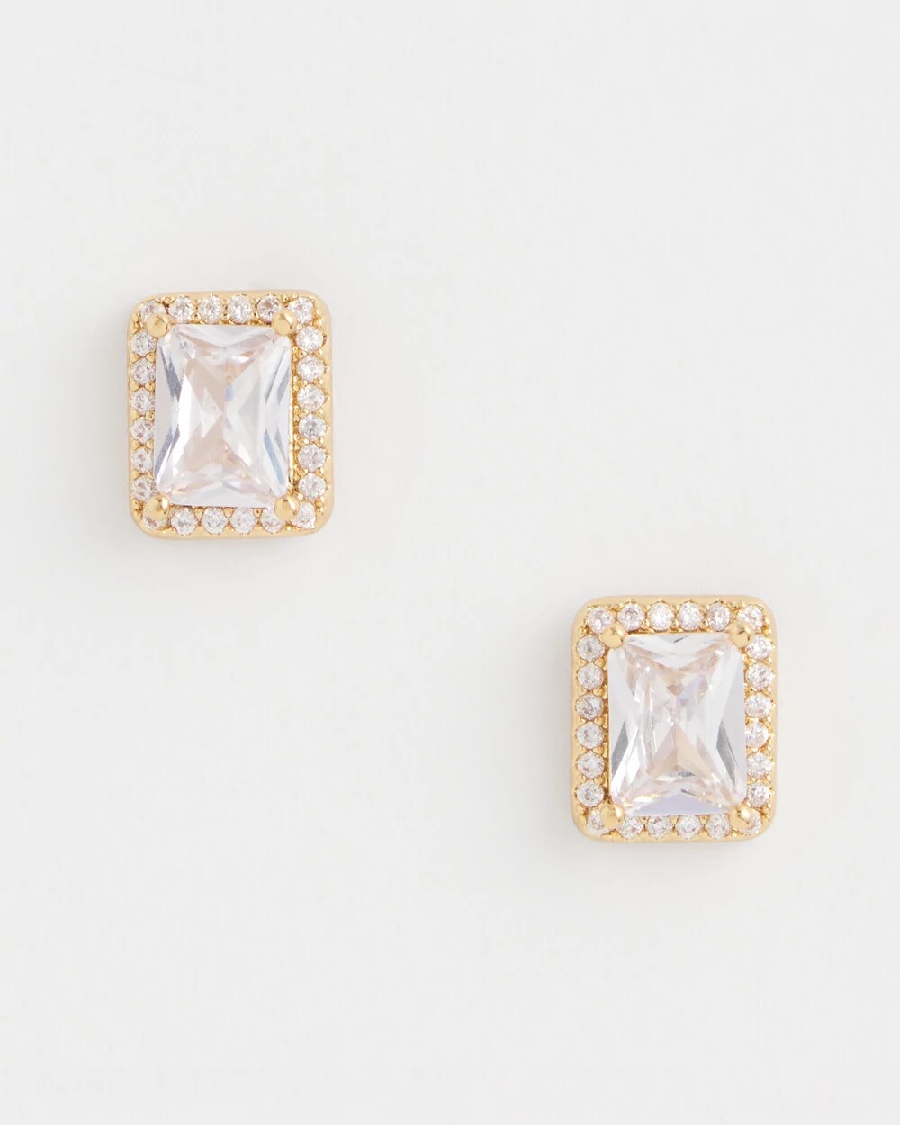 Chico's Gold Emerald Cut Stud Earrings
