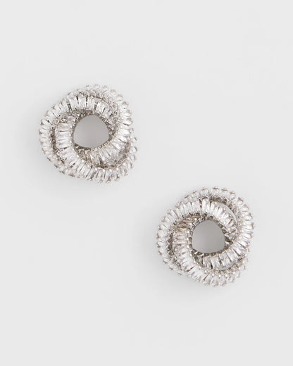 Chico's Silvertone Twisted Stud Earrings