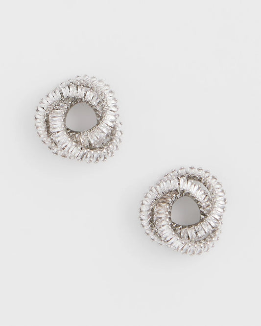 Chico's Silvertone Twisted Stud Earrings