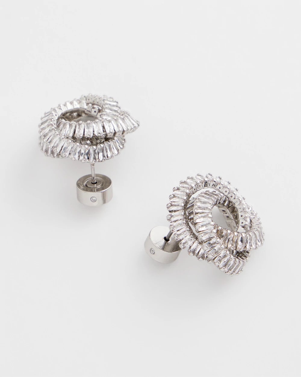 Chico's Silvertone Twisted Stud Earrings
