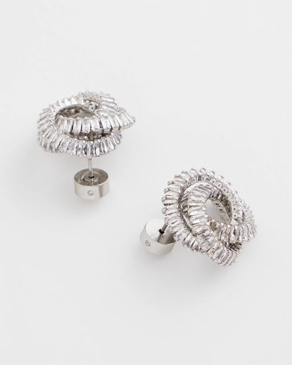 Chico's Silvertone Twisted Stud Earrings