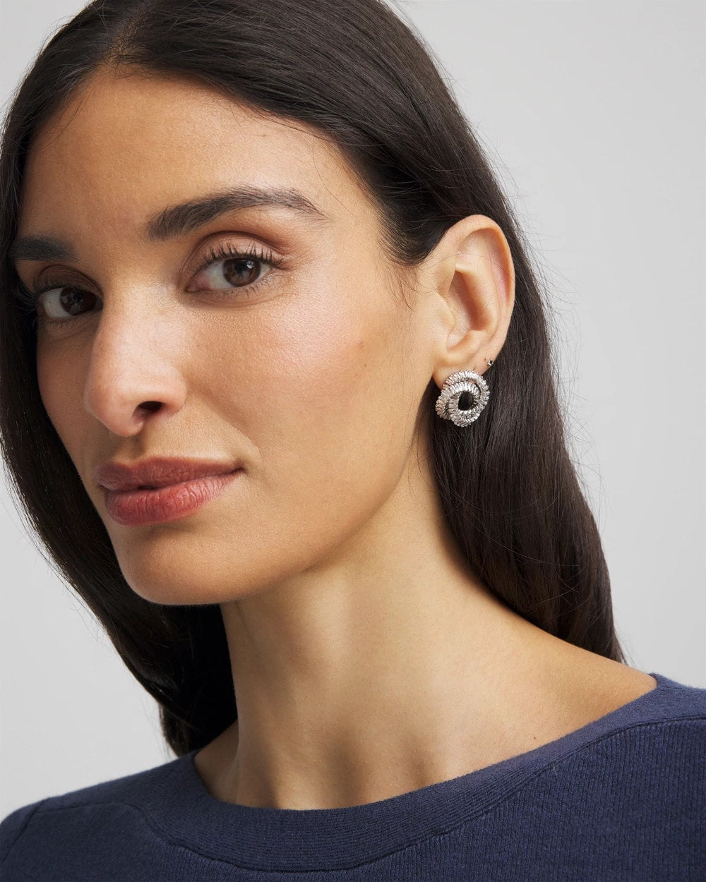 Chico's Silvertone Twisted Stud Earrings