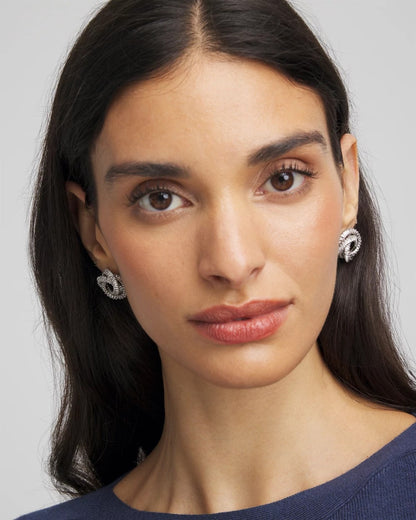Chico's Silvertone Twisted Stud Earrings