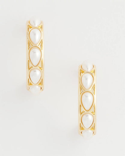 Chico's No Droop® Faux Pearl Hoop Earrings