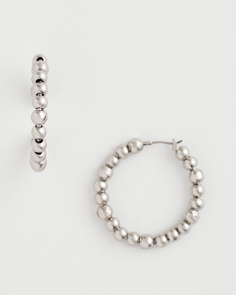 Chico's Silvertone Beaded Hoop Earrings