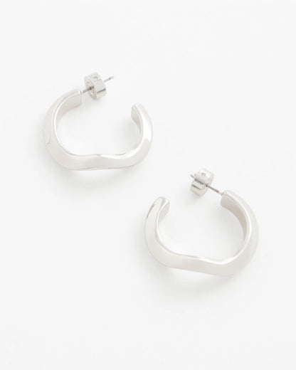 Chico's Silver Wavy Hoop Earrings