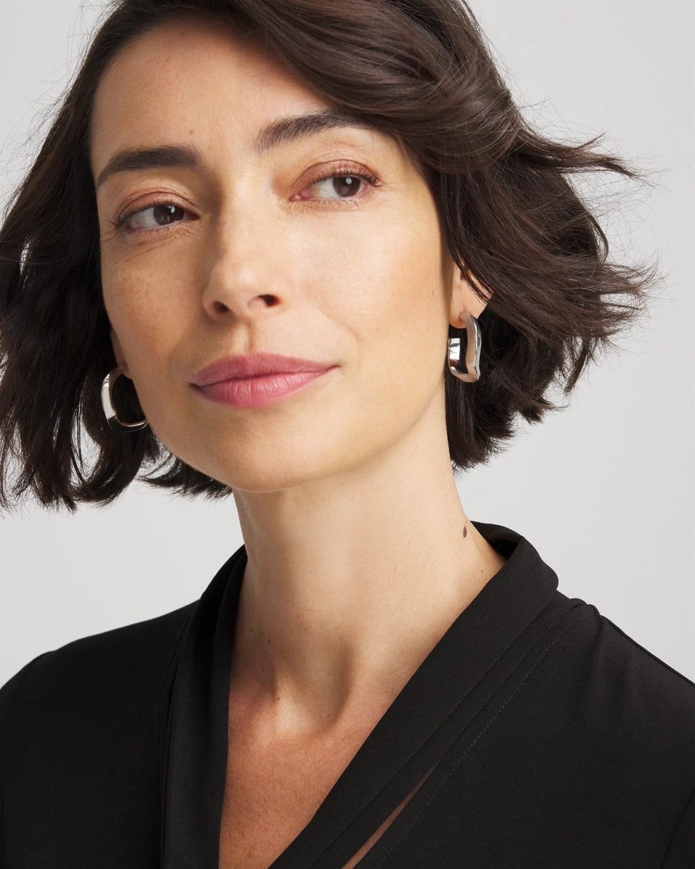 Chico's Silver Wavy Hoop Earrings