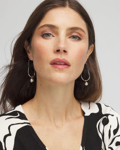 Chico's Silver Bead Threader Earrings