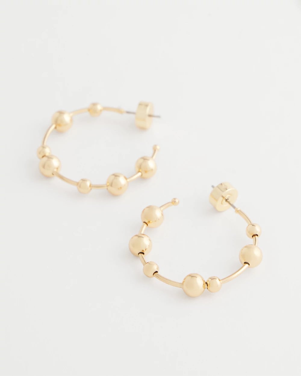 Chico's Goldtone Beaded Hoop Earrings