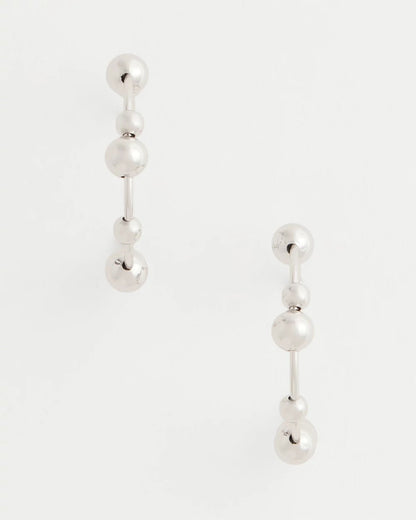 Chico's Silvertone Beaded Hoop Earrings