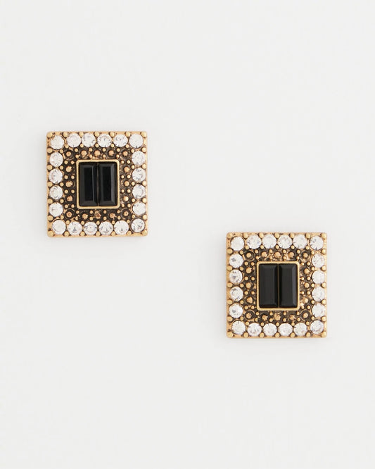 Chico's Black & Goldtone Square Stud Earrings