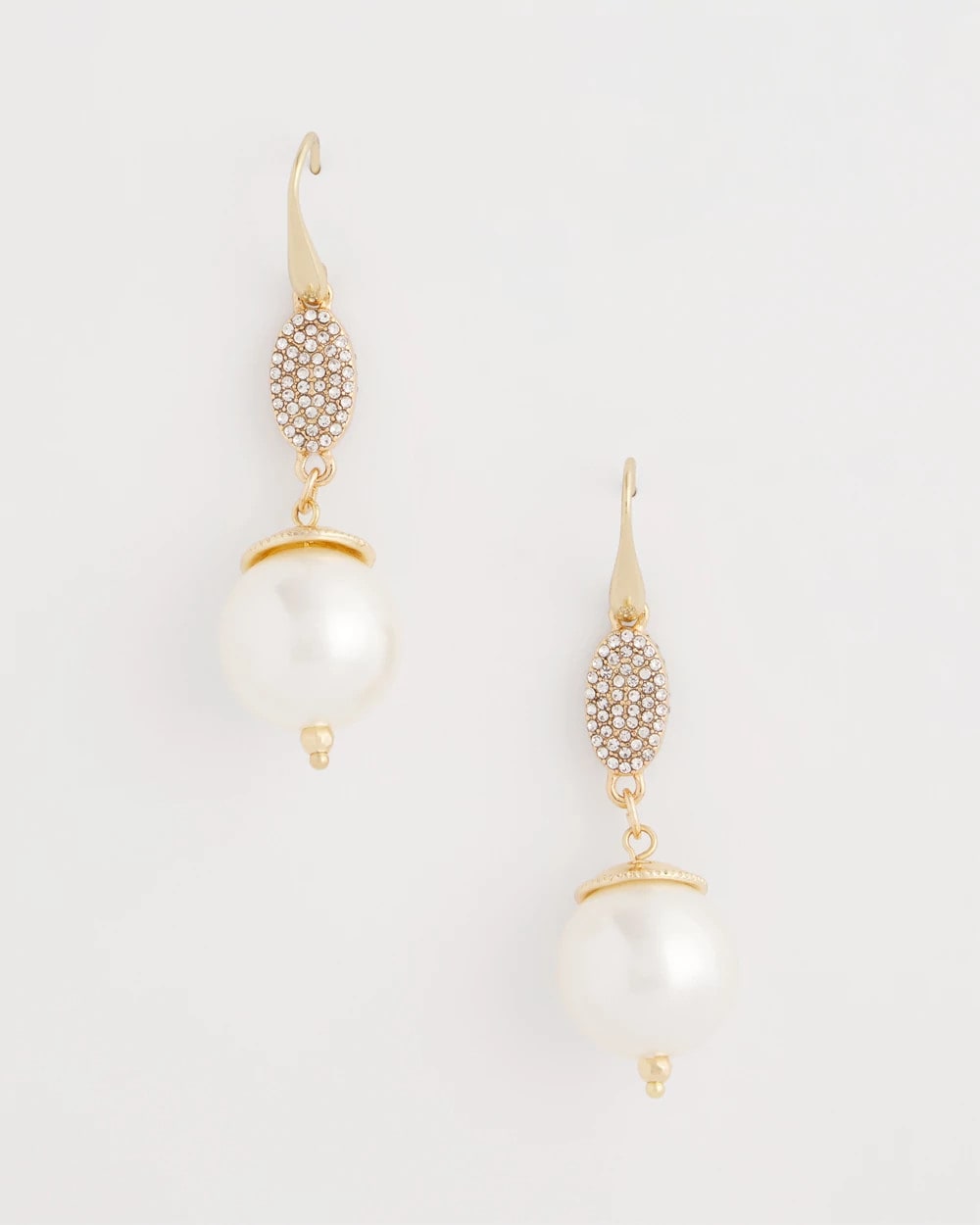Chico's Faux Pearl and Pave Drop Earrings